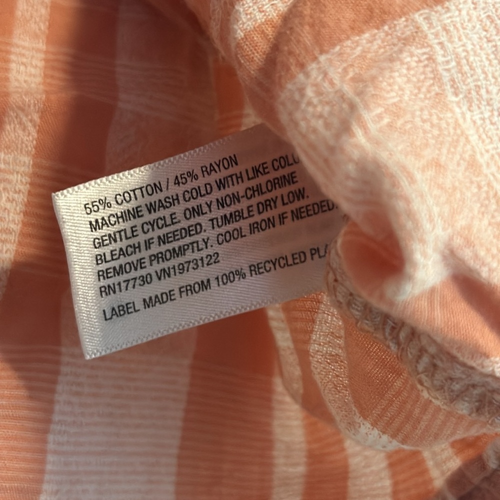 🌻 Universal Thread Orange and Cream Plaid Button Down Short Sleeve Top - Picture 4 of 5
